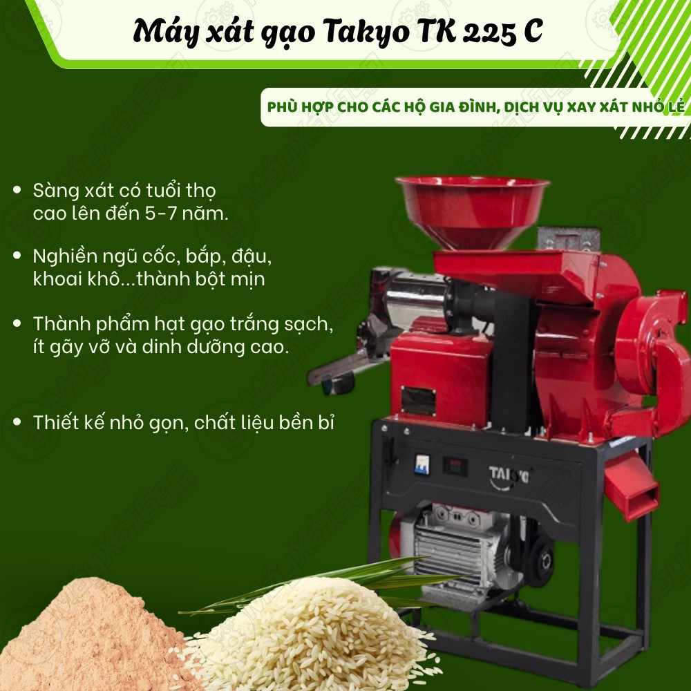 Máy xát gạo hiện đại Takyo TK 225 C chính hãng