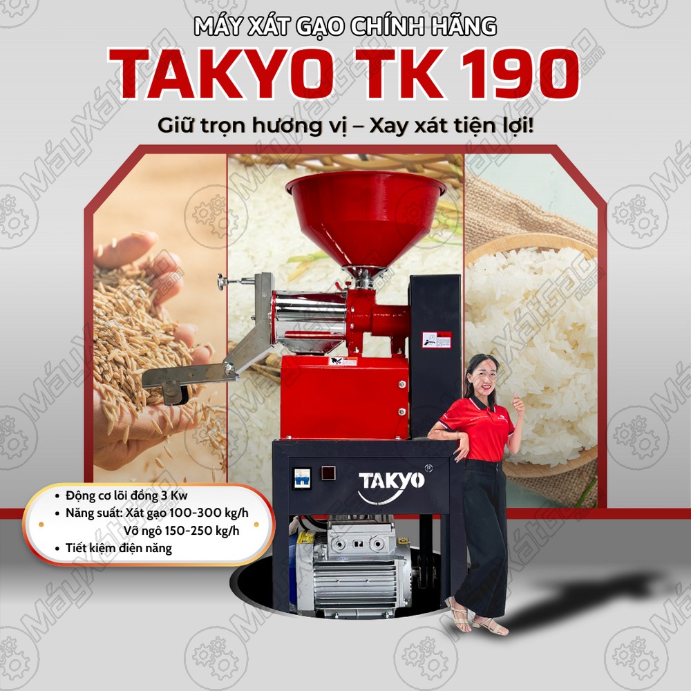 Máy xát gạo chính hãng TAKYO TK 190