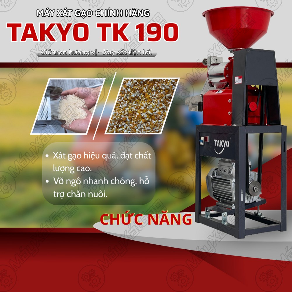 Chức năng của máy xát gạo chính hãng TAKYO TK 190