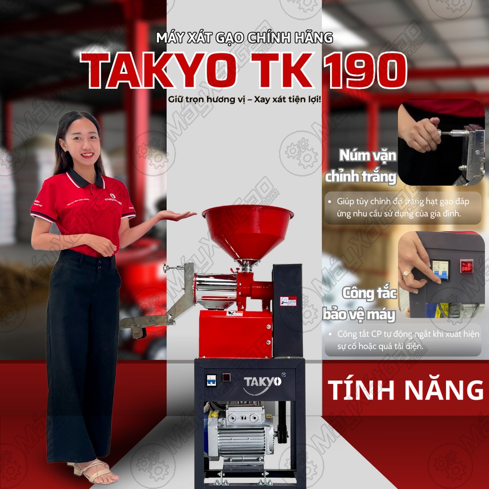Tính năng của máy xát gạo chính hãng TAKYO TK 190