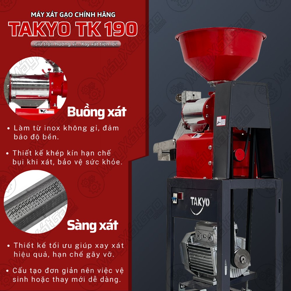 Buồng xát và sàng xát của máy xát gạo chính hãng TAKYO TK 190