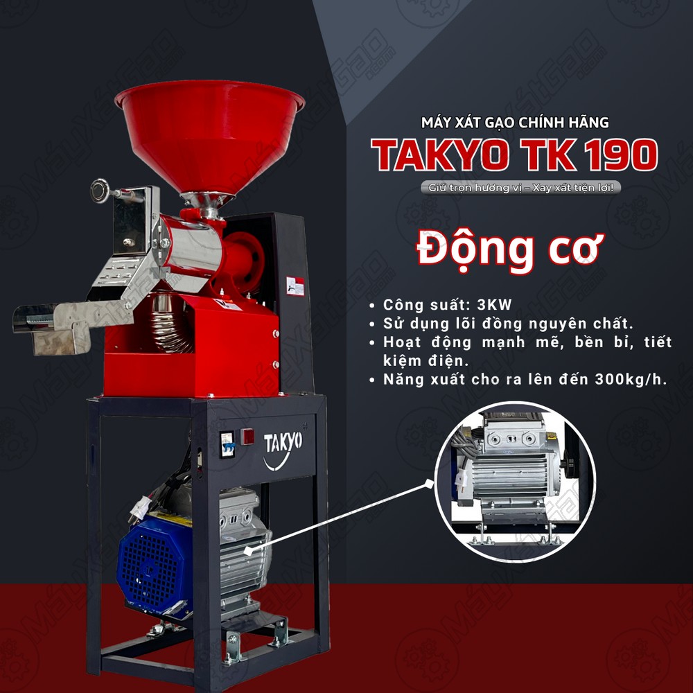 Động cơ của máy xát gạo chính hãng TAKYO TK 190