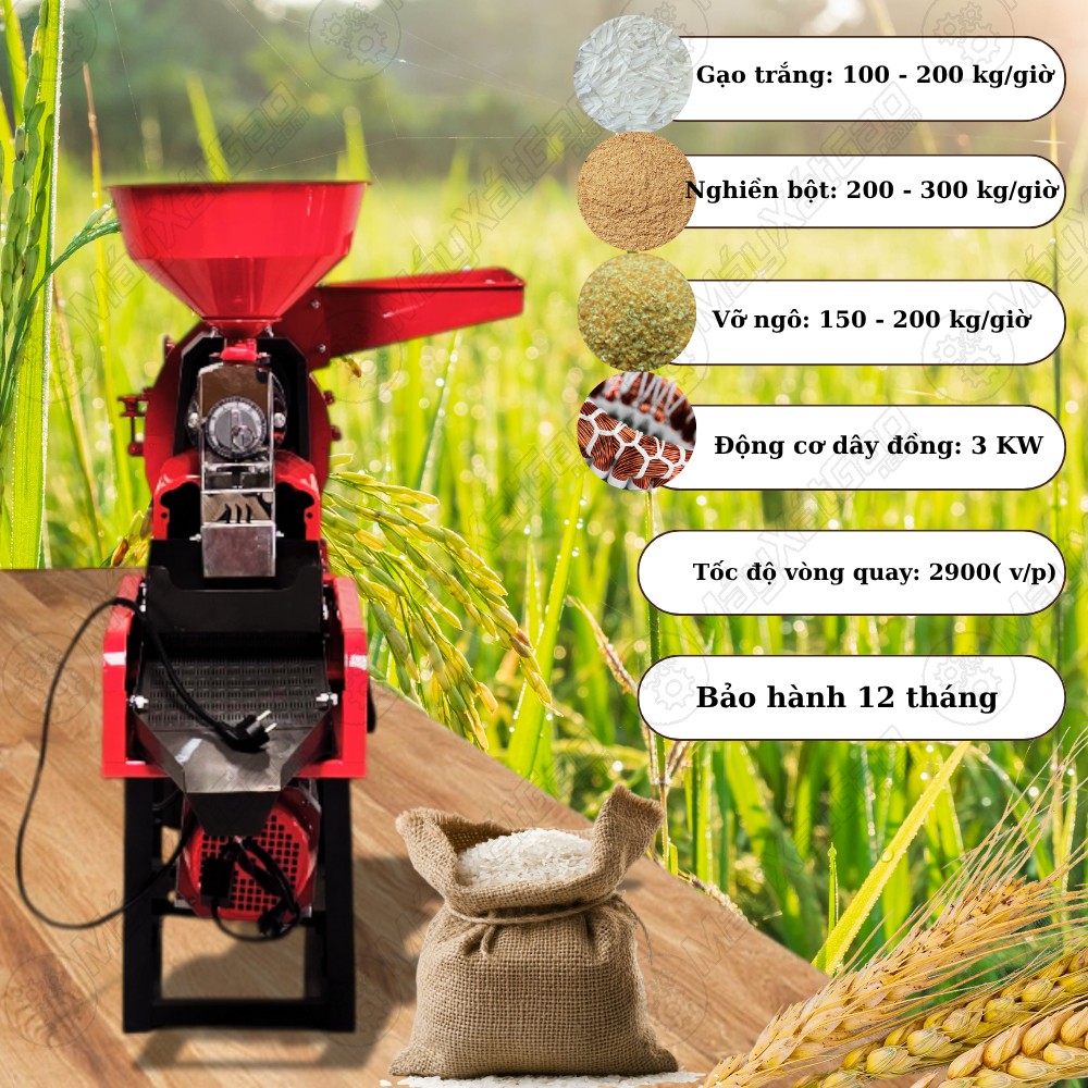 Thông số của máy xát gạo 1 pha Takyo TK 225 CR