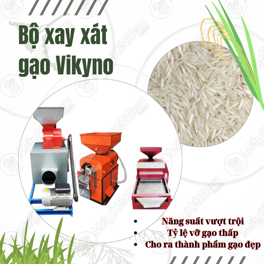 Bộ máy xát gạo Vikyno thích hợp cho bà con chà gạo kinh doanh