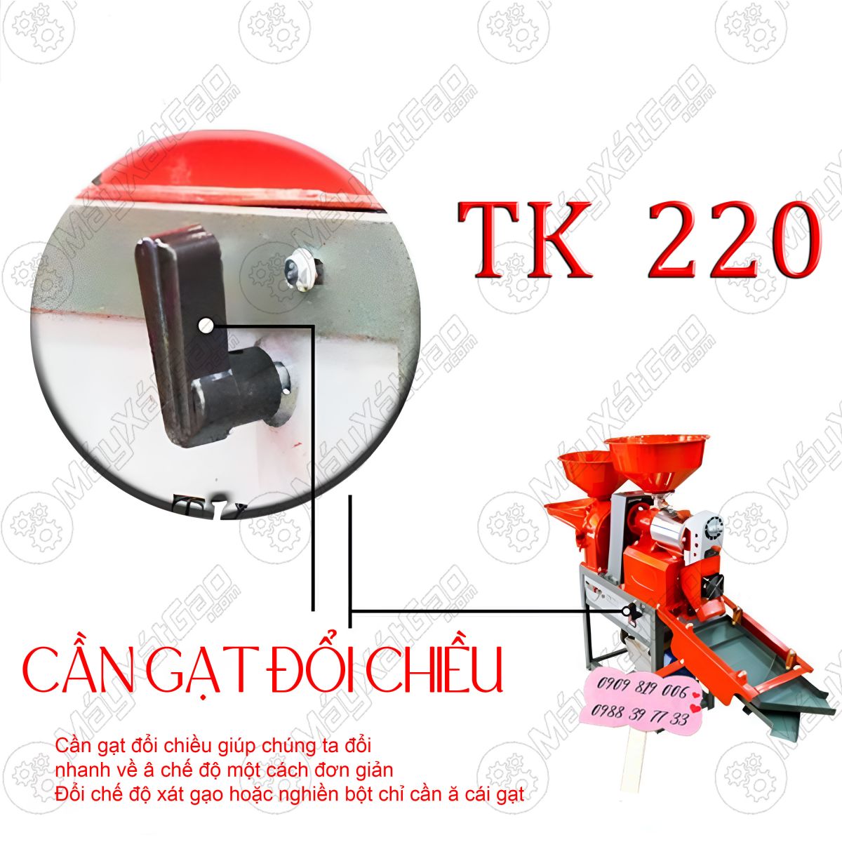 Cần gạt đổi chiều motor của máy xát gạo gia đình Takyo TK 220