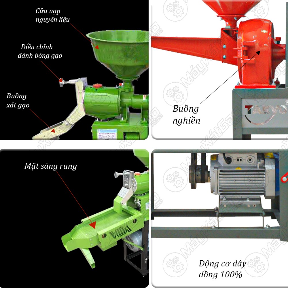 Máy xay xát lúa gạo gia đình đa năng có cấu tạo đơn giản, dễ dàng sử dụng