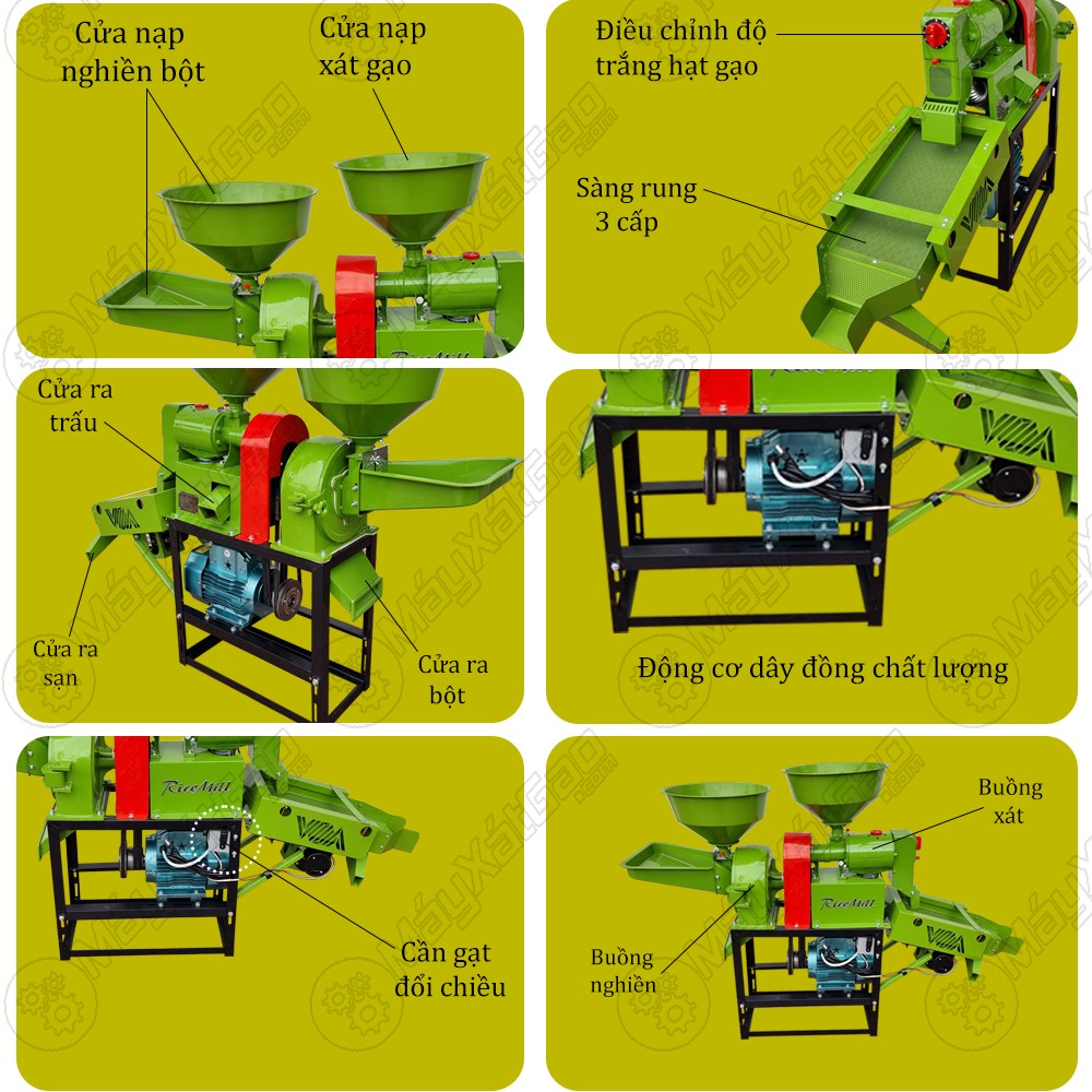 Cấu tạo của máy xát gạo 3 chức năng