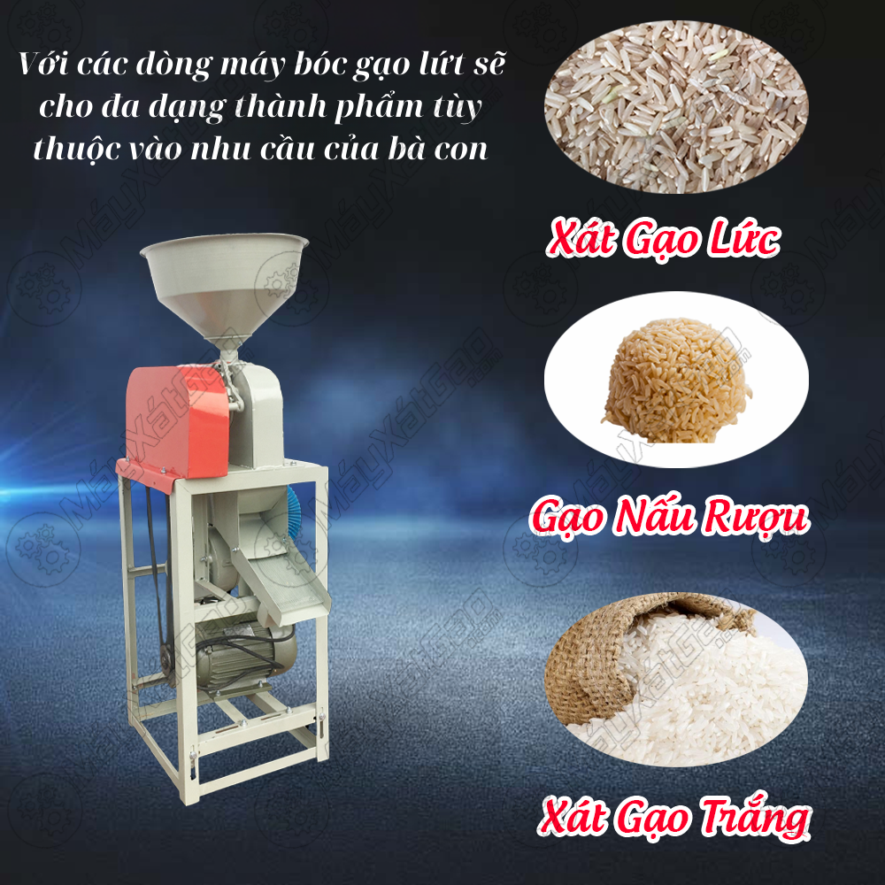 Ngoài ra nếu bà con muốn một dòng máy xát gạo có thể bóc lứt được thì vẫn có những dòng máy bóc lứt riêng hỗ trợ bà con trong công đoạn này, rất phù hợp cho bà con muốn chà gạo ăn tại nhà và muốn ăn được hạt gạo còn vỏ lụa đầy dinh dưỡng