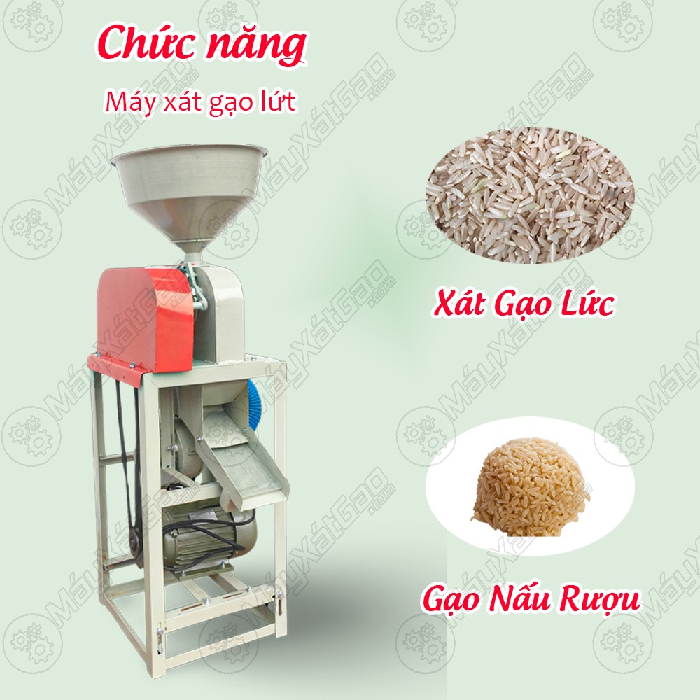 Máy xát gạo lứt chuyên dùng cho những hộ gia đình cần sử dụng trực tiếp gạo lứt hay gạo nấu rượu