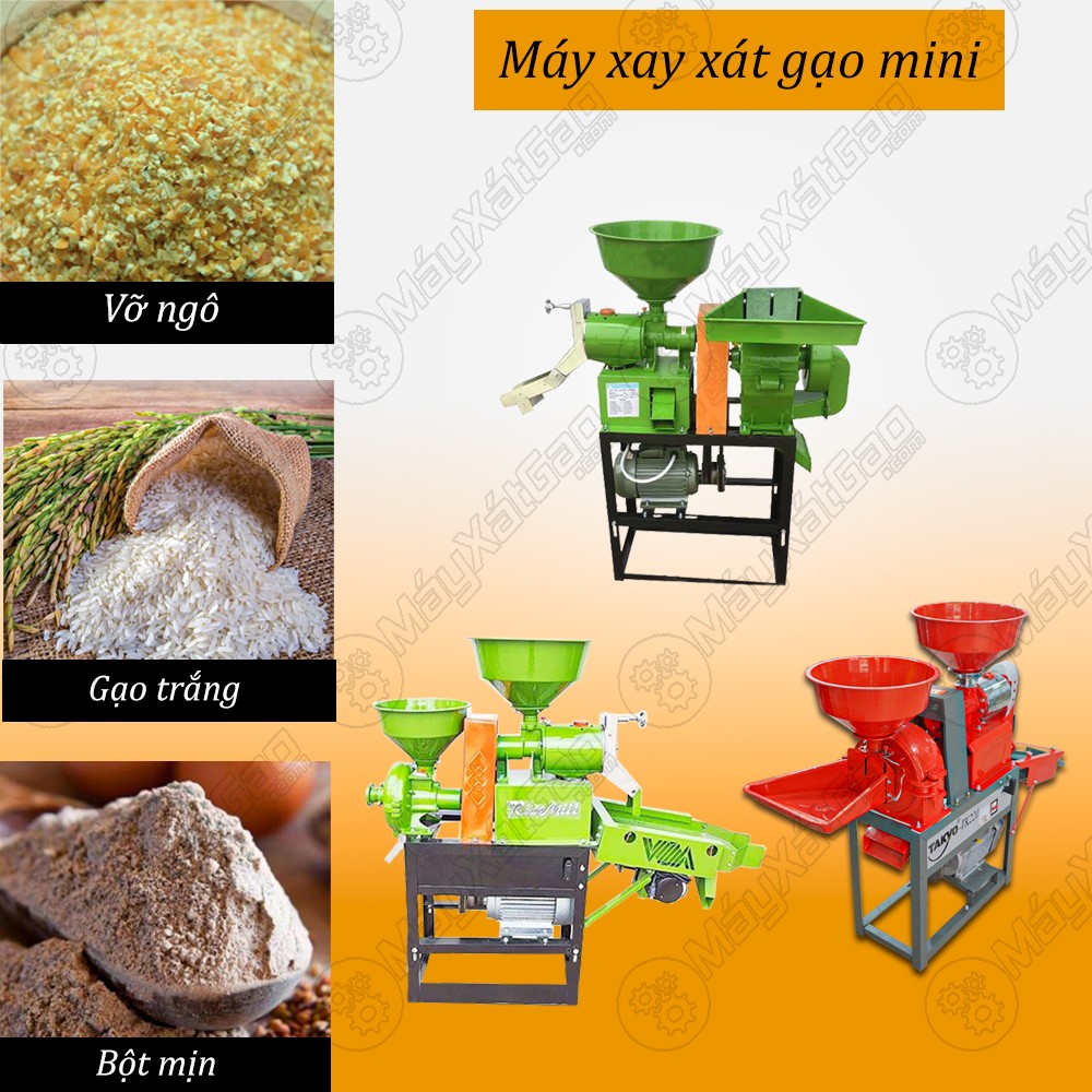 Máy xay xát gạo mini vừa có thể xát được gạo trắng, gạo lứt, nghiền bột mịn và nghiền ngô vỡ