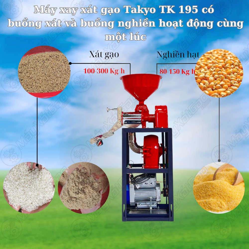 Máy xát gạo gia đình Takyo TK 195