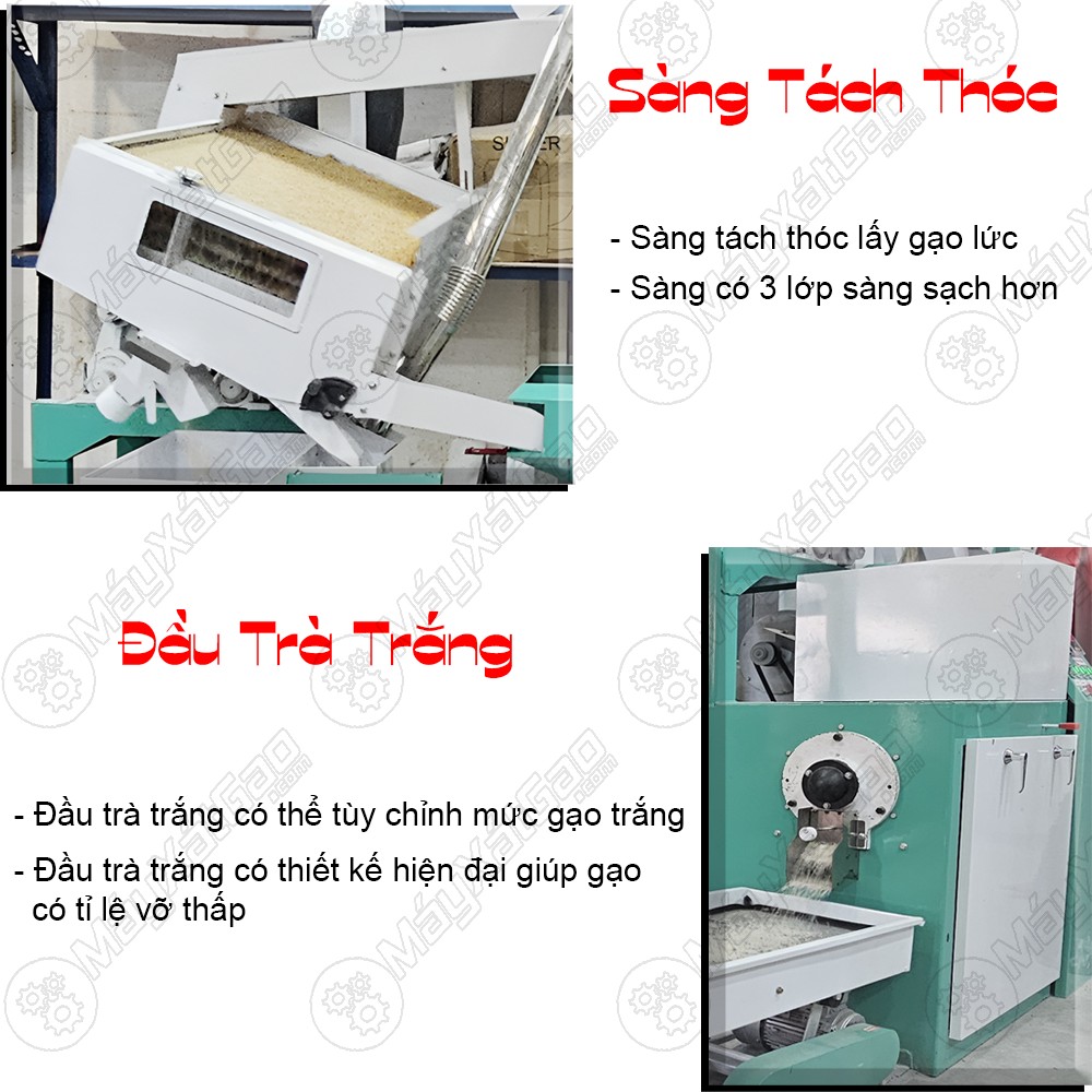 Sàng tách thóc - Đầu trà trắng của máy xay xát gạo đa năng