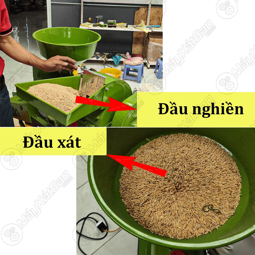 Với thiết kế phần đầu nghiền giúp máy xát gạo có thể kiêm nhiệm xay xát các loại ngũ cốc