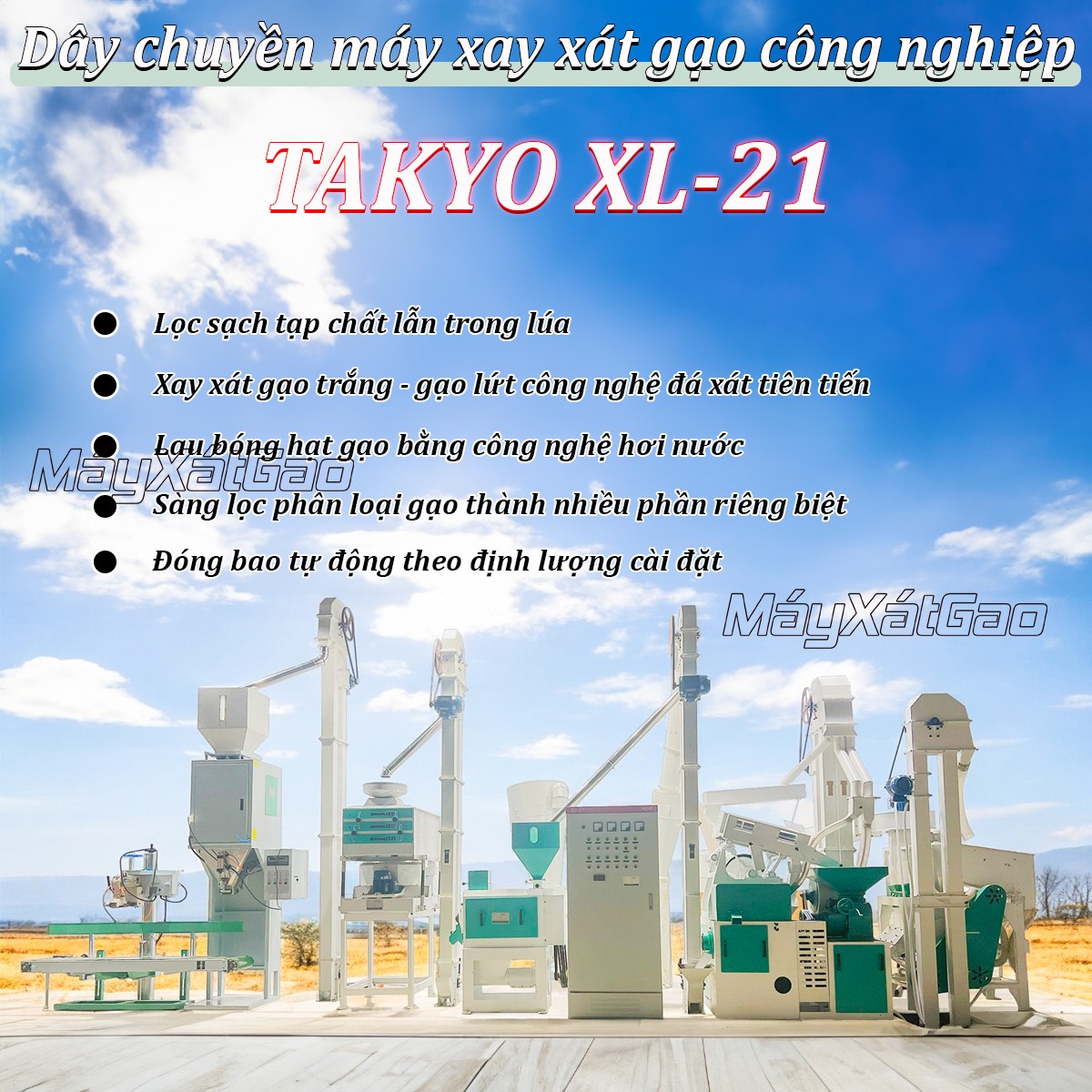 Dây chuyền máy xay xát gạo công nghiệp Takyo XL-21