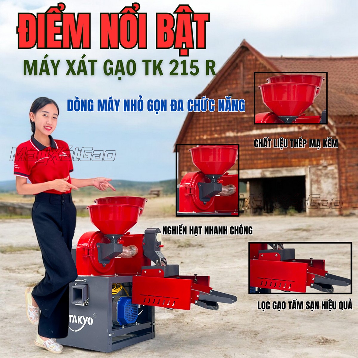 Điểm nổi bật của máy xát gạo mini gia đình Takyo TK 215 R