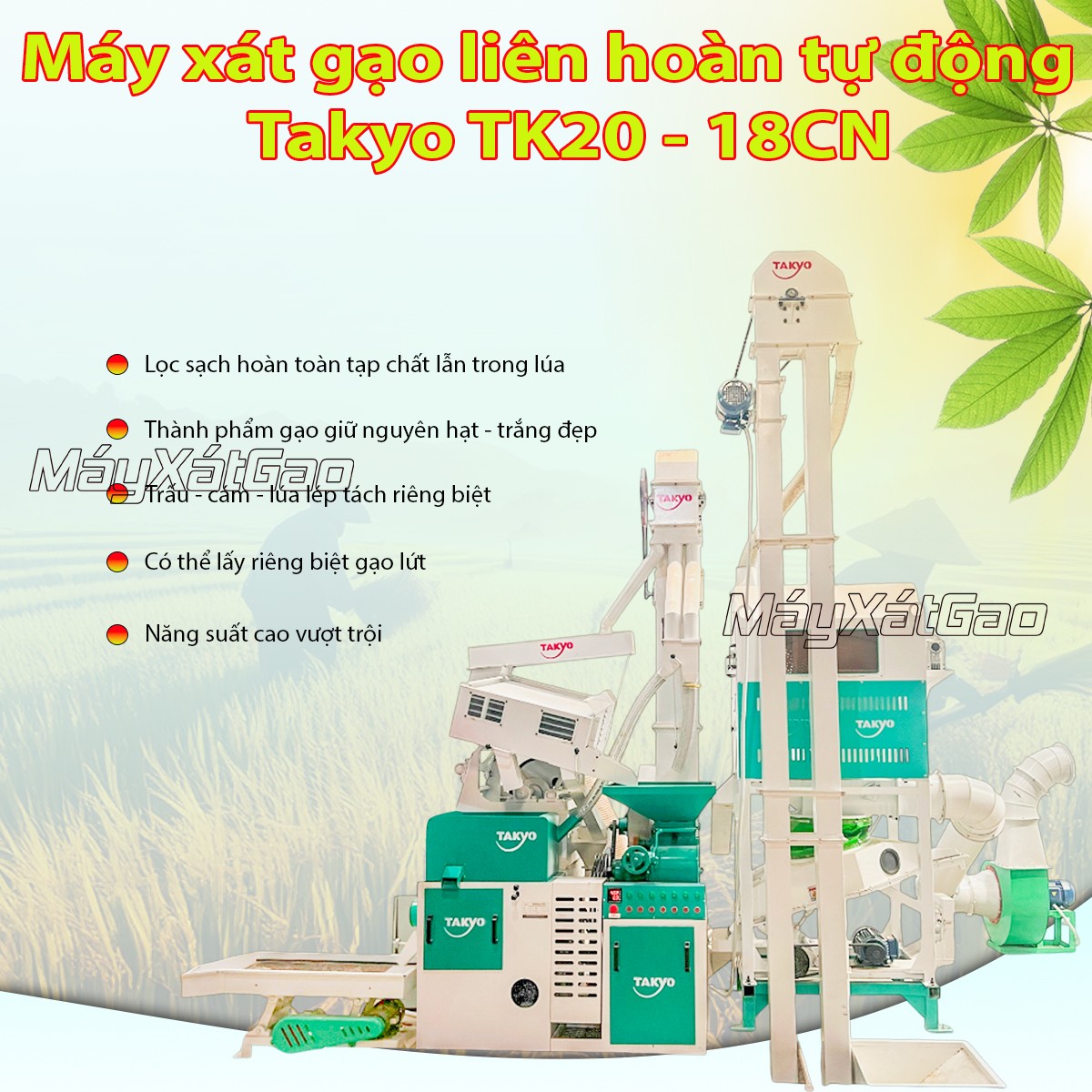  Máy xay xát gạo liên hoàn tự động Takyo TK20-18CN