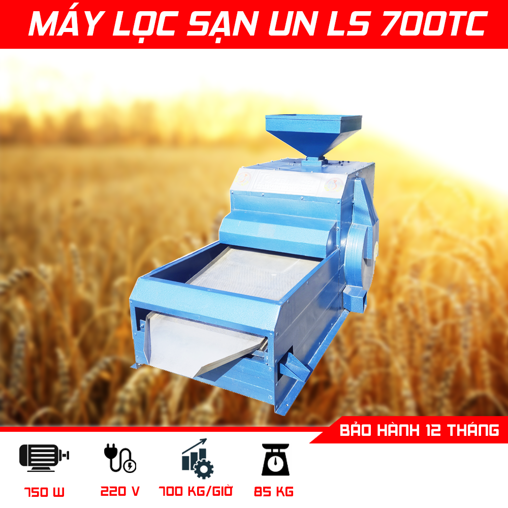 Máy lọc sạn UN LS700 TC là dòng máy lọc sạn 1 pha, lọc mọt, lọc tấm gạo có năng suất cao hơn hẳn so với dòng máy lọc sạn mini 400 TC. 