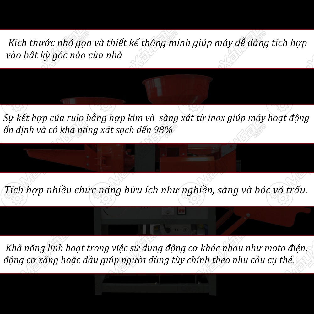 Máy xát thóc gạo gia đình tích hợp đa chức năng, máy hoạt động ổn định và xát sạch đến 98%