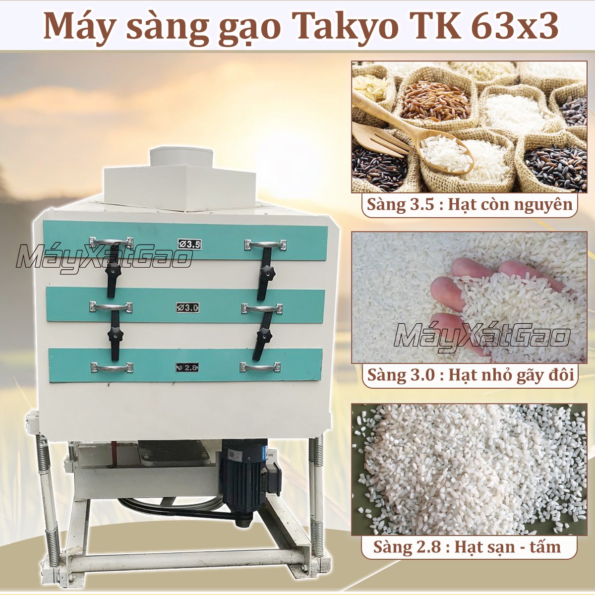 Máy sàng gạo Takyo TK 63x3