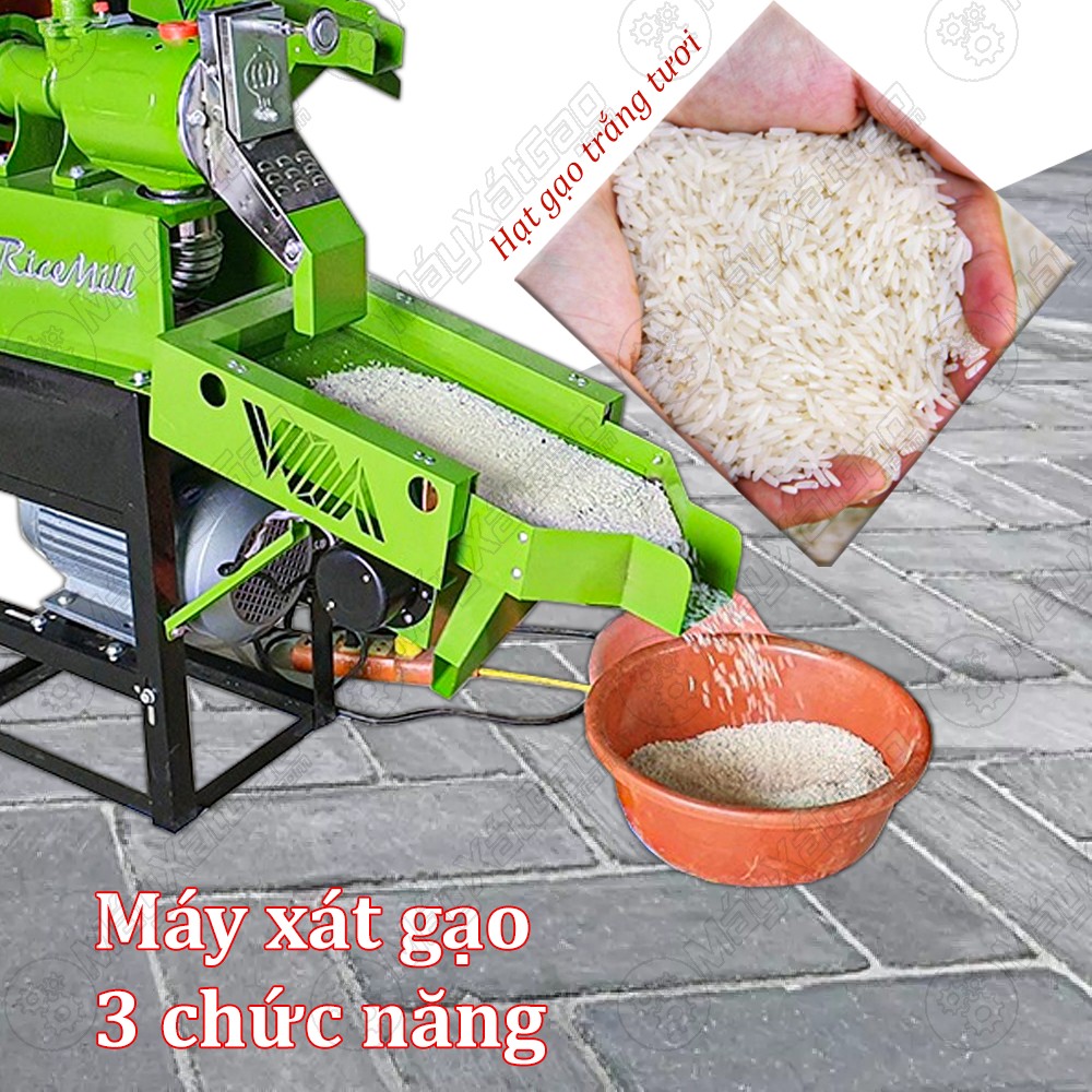 Máy xát gạo 3 chức năng chính hãng cho ra những hạt gạo trắng nguyên vẹn và tươi mới