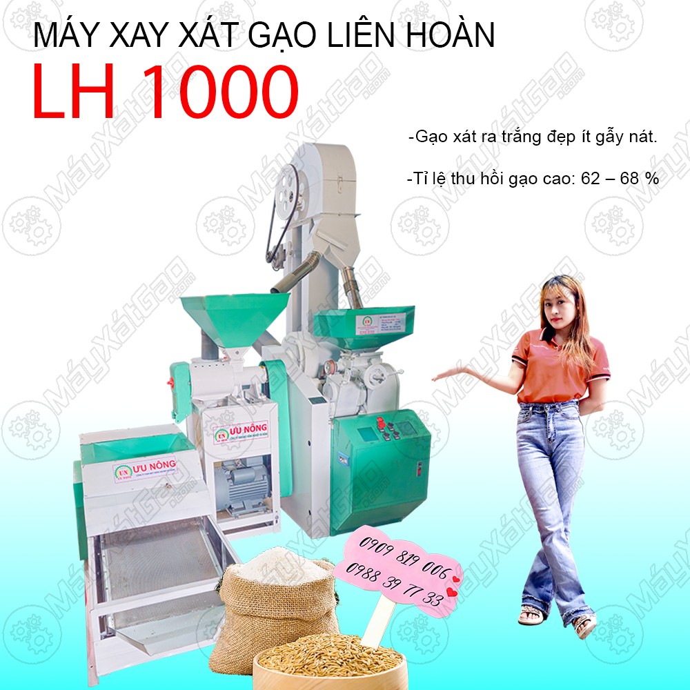 Máy xát lúa gạo liên hoàn LH 1000 chính hãng