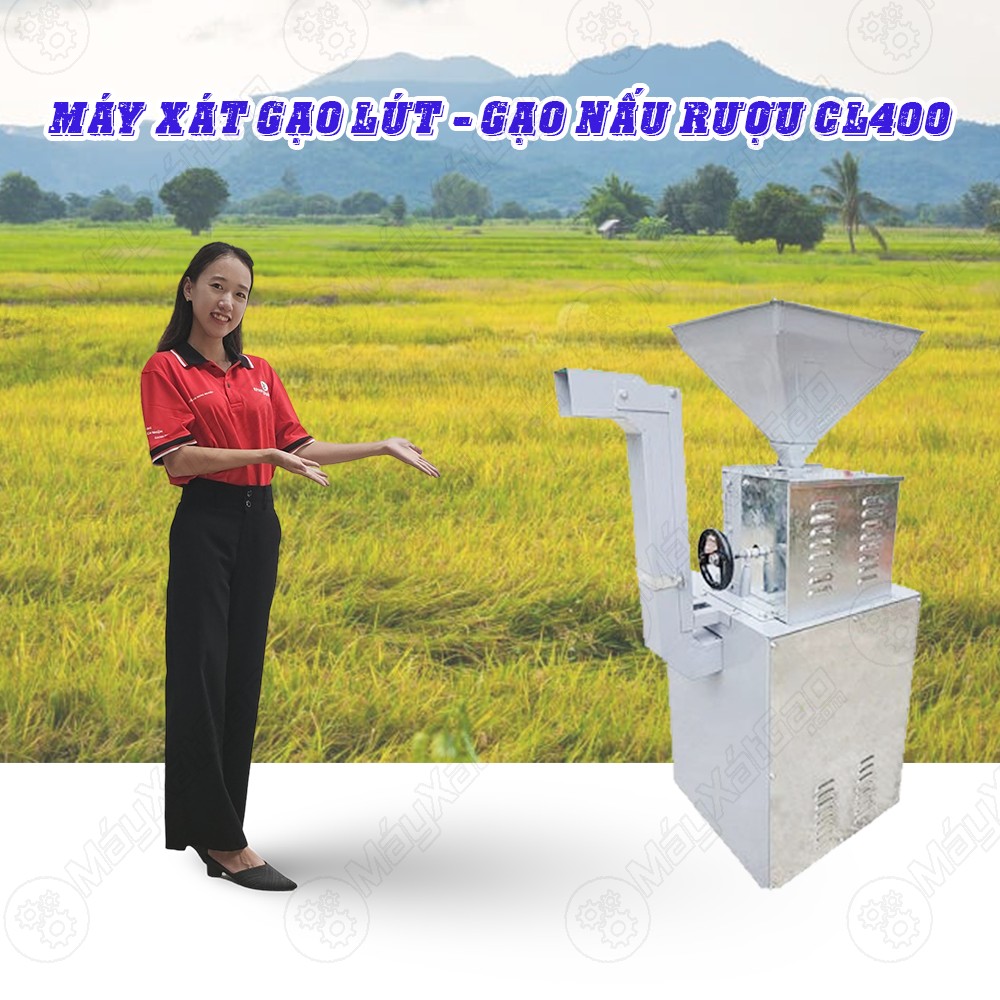 Máy bóc vỏ trấu – Máy xát gạo lứt – Gạo nấu rượu 3 quả lô – CL400