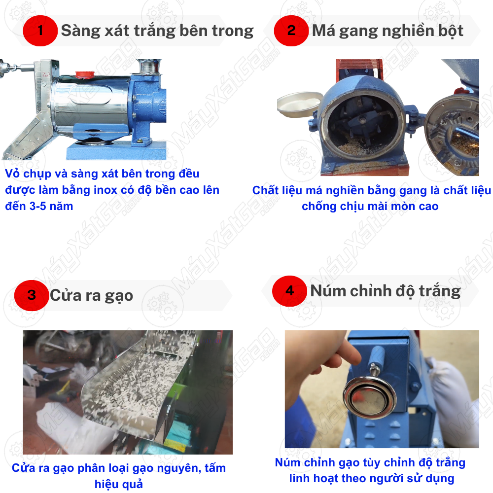 Máy xát gạo mini được sản xuất vô cùng chất lượng