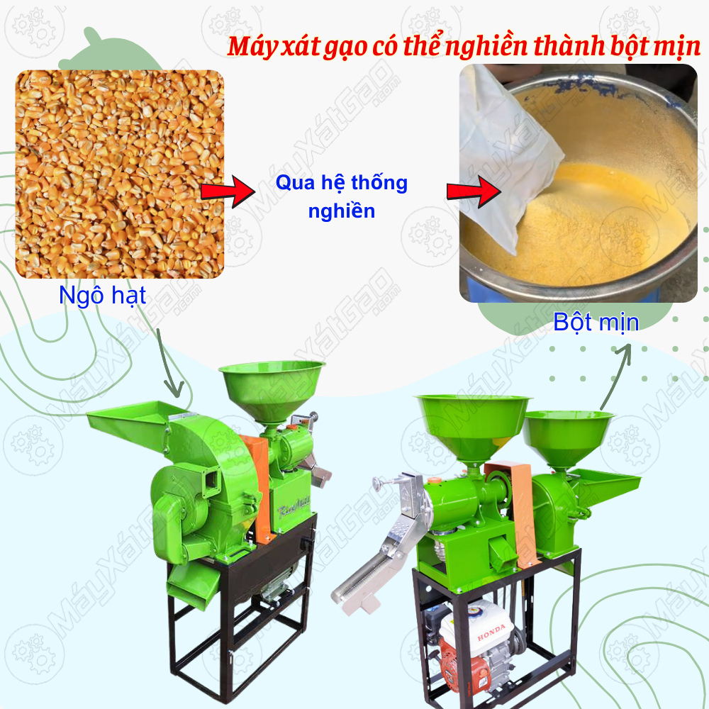 Bà con có thể tận dụng máy để nghiền ngô vỡ mảnh để nấu cháo hay nấu bánh ngày Tết, ngoài ra với đầu xay nghiền thì bà con có thể tận dụng nghiền lúa thành bột cám, bột ngô để làm nguồn thức ăn cho gia súc lẫn gia cầm.