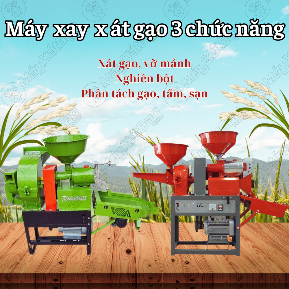 Ngoài việc sàng xát lúa trực tiếp thành gạo thì các dòng máy xát gạo đa năng này còn có một đầu nghiền, hay phân tách tấm, sạn.