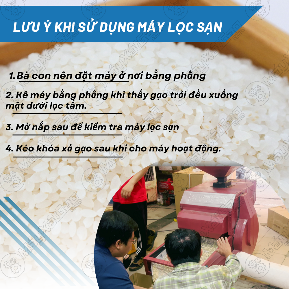 Một số lưu ý trong quá trình sử dụng máy lọc sạn gạo, lọc mọt, lọc nông sản