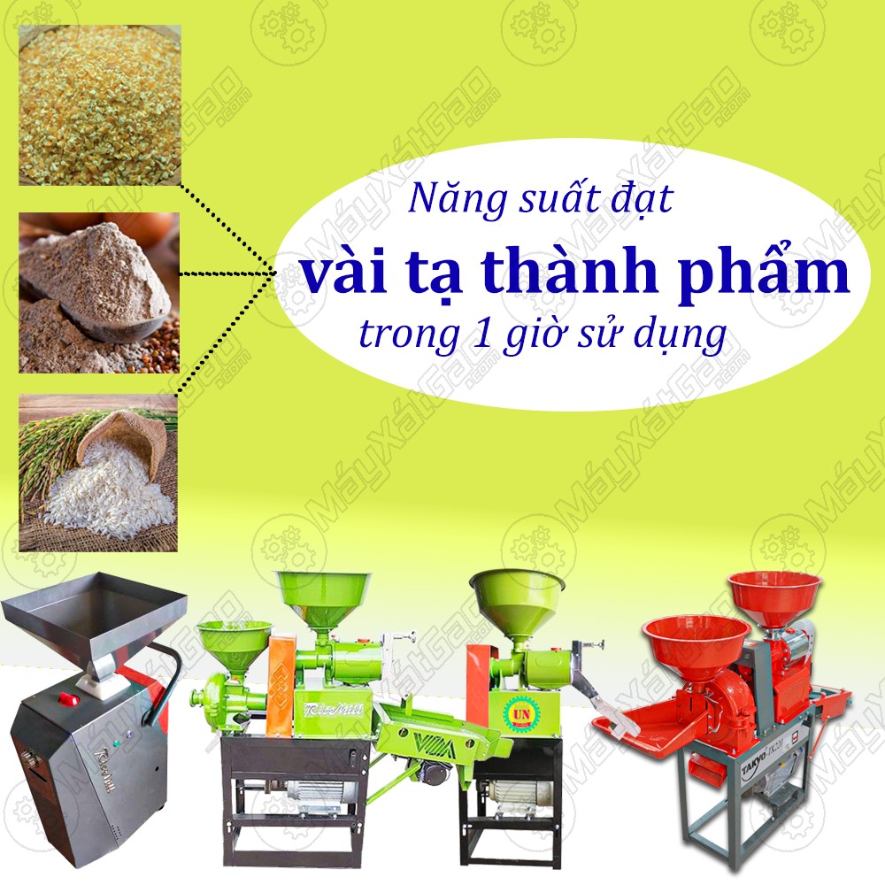 Chỉ trong 1 giờ sử dụng máy xát gạo gia đình 1 pha bà con sẽ thu được vài tạ gạo trắng hoặc bột mịn vô cùng chất lượng