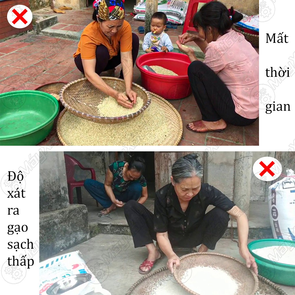 Xát gạo thủ công thường rất bất tiện, mất nhiều thời gian mà hiệu quả lại không cao