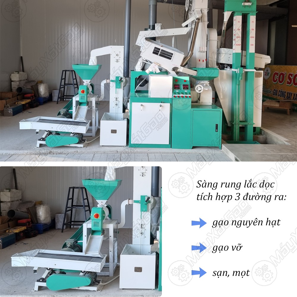 Sàng rung lắc dọc 3 cấp của máy xát trắng gạo 3 pha