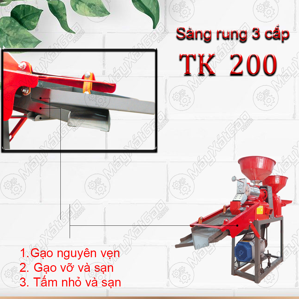 Sàng rung 3 cấp trên máy xát gạo Takyo TK 200