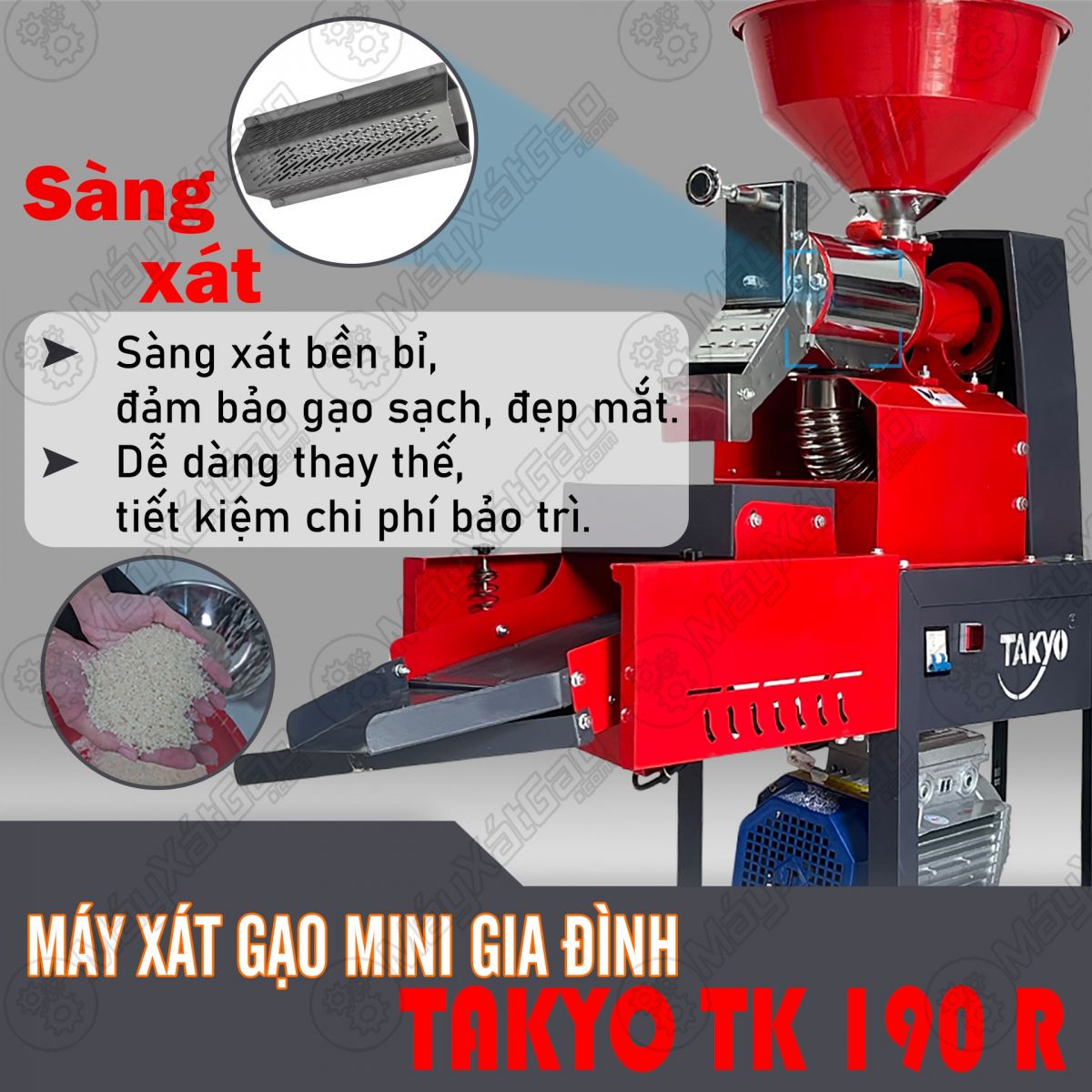 Sàng xát của máy xát gạo đời mới TAKYO TK 190 R