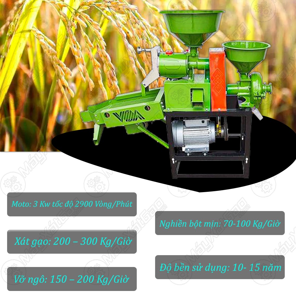 Thông số của máy xay xát lúa gạo 3 chức năng UN A3200 B