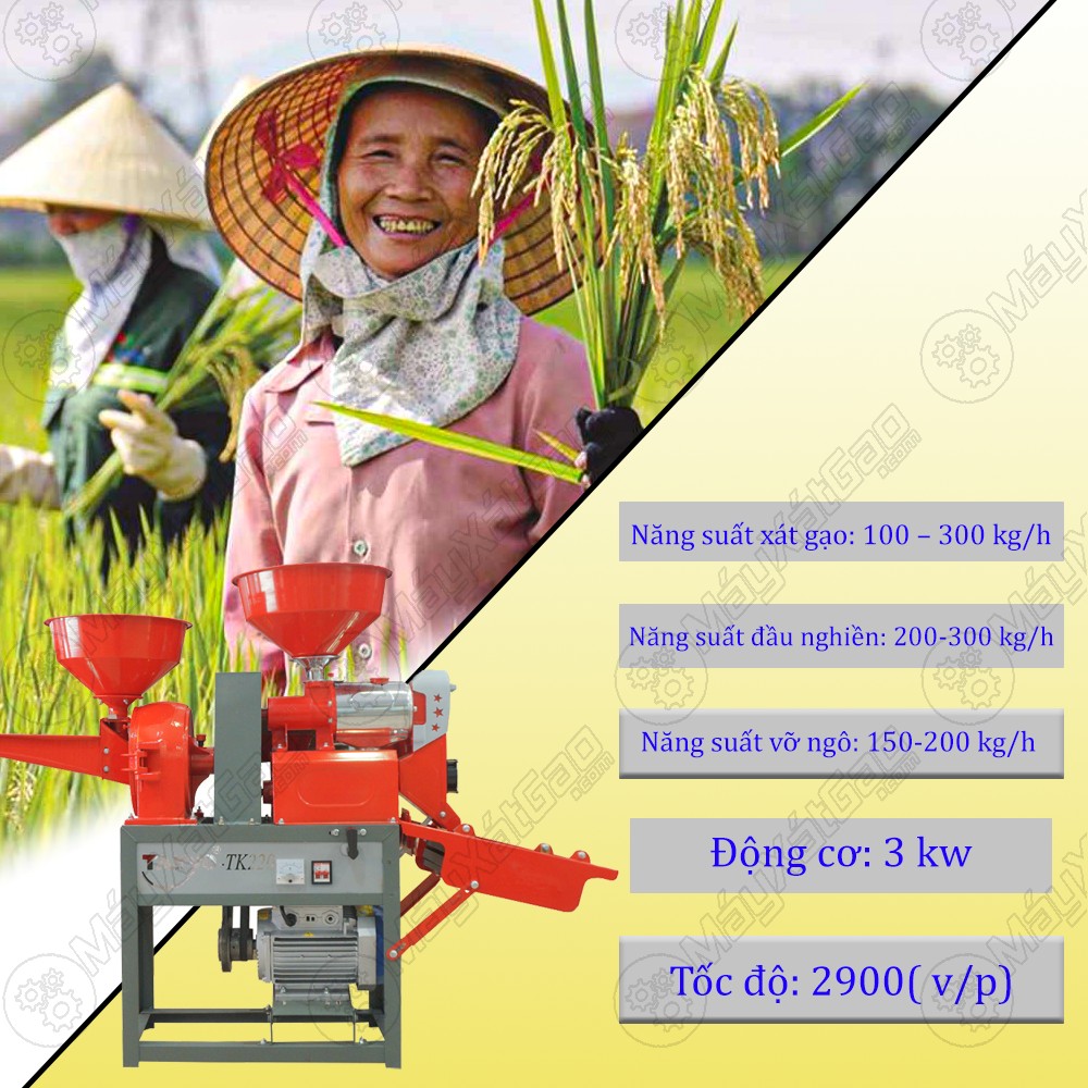 Thông số của máy xát gạo Takyo TK 220 lọc sạn 3 cấp
