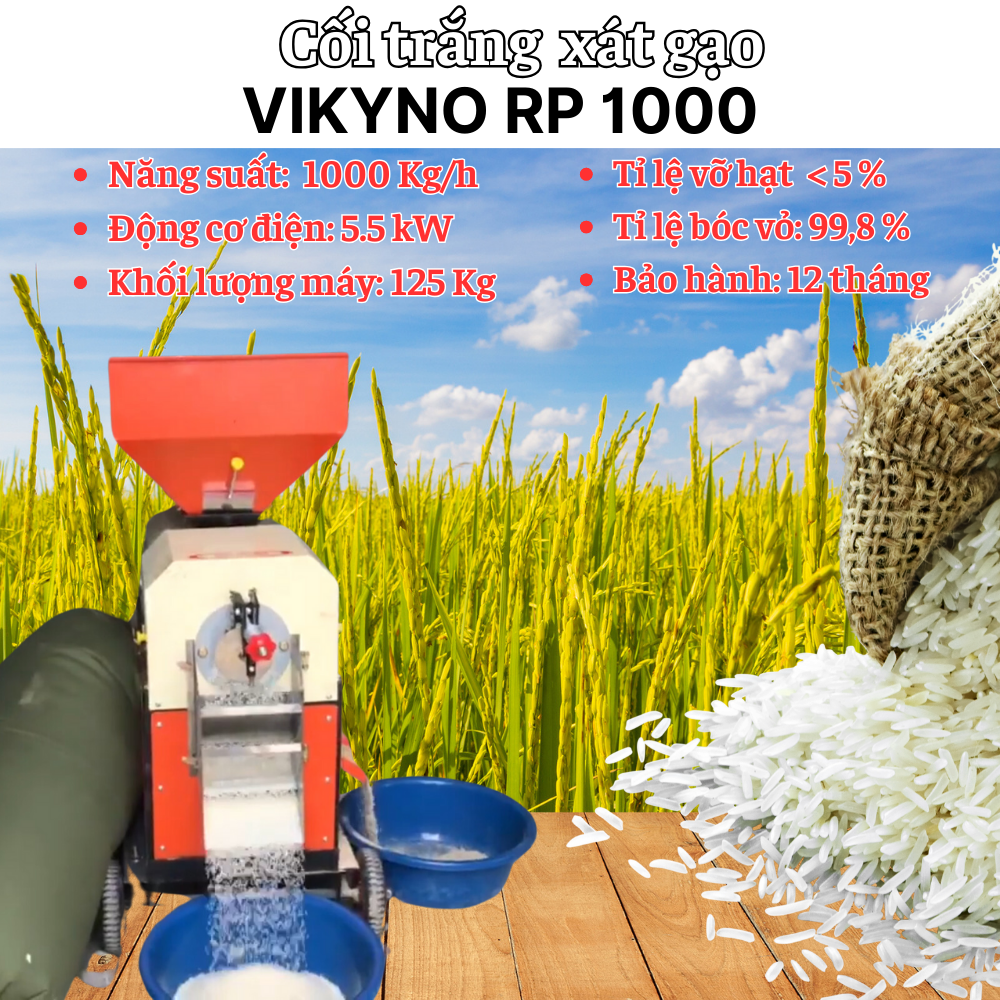 Thông số kỹ thuật của cối trắng xát gạo Vikyno RP1000