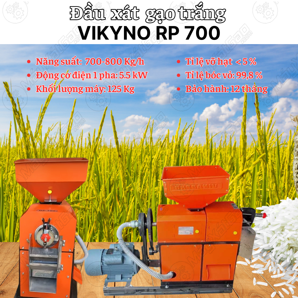 Thông số kỹ thuật của đầu xát trắng gạo Vikyno RP 700