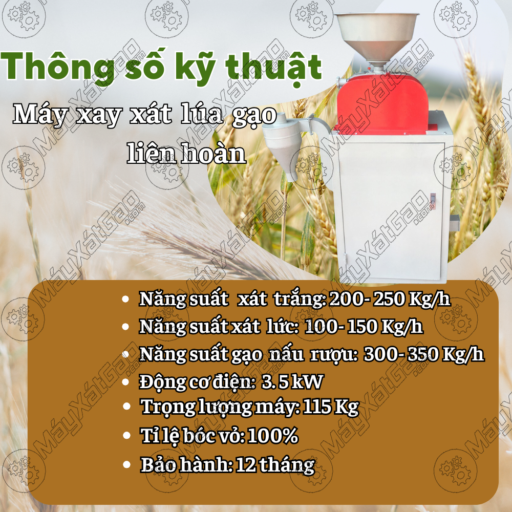 Thông số kỹ thuật của máy xay xát lúa gạo liên hoàn LH300