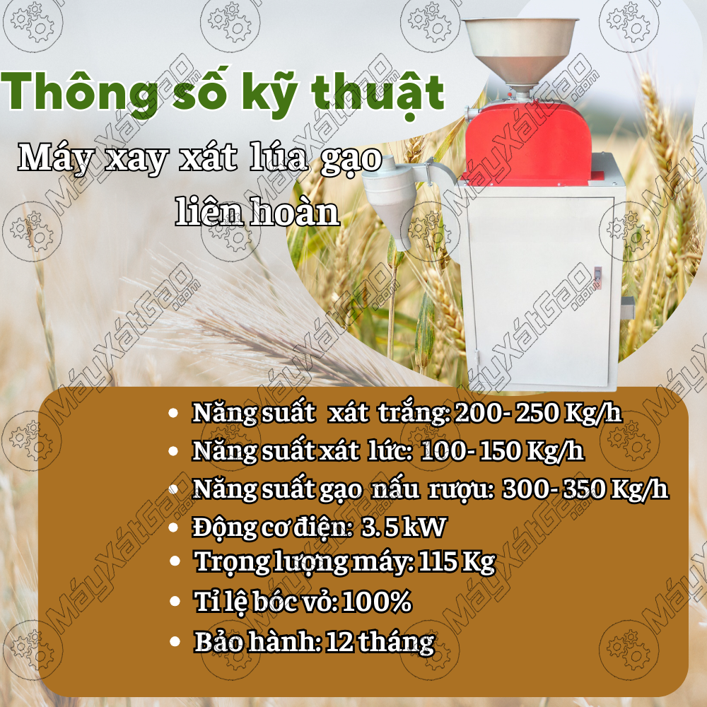 Thông số kỹ thuật của máy xay xát lúa liên hoàn LH300