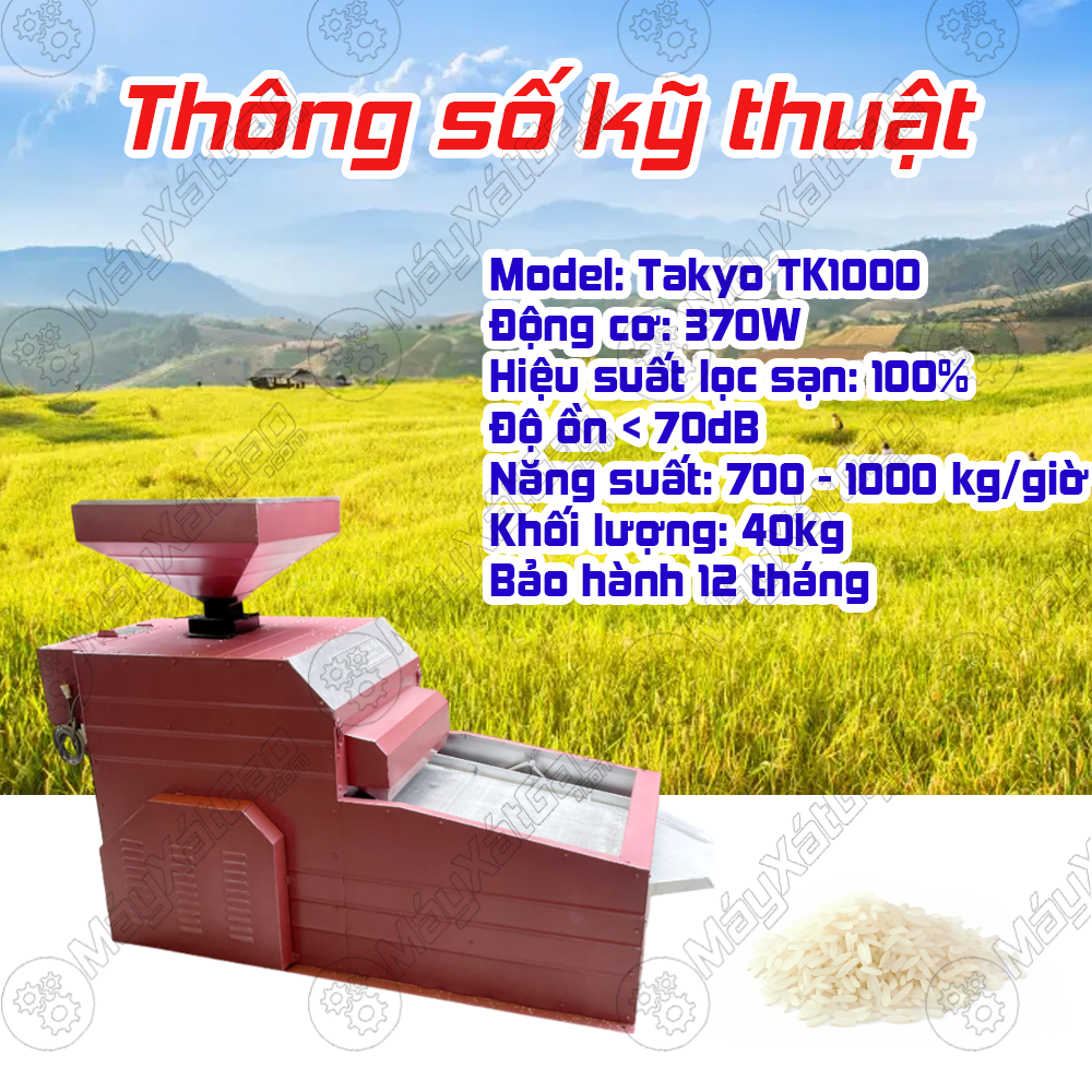 Thông số kỹ thuật máy lọc sạn cỡ lớn Takyo TK 1000