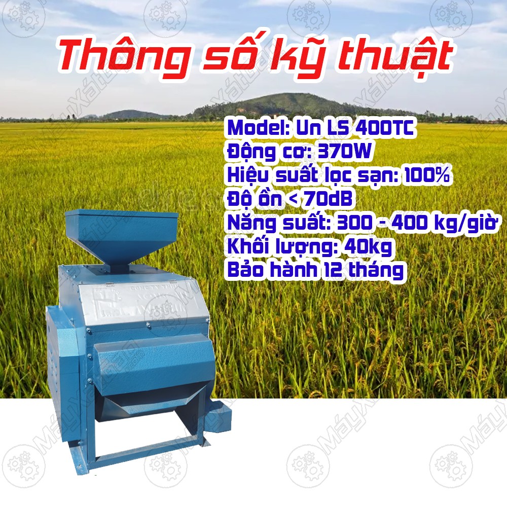 Thông số kỹ thuật máy lọc sạn gạo mini UN LS400TC