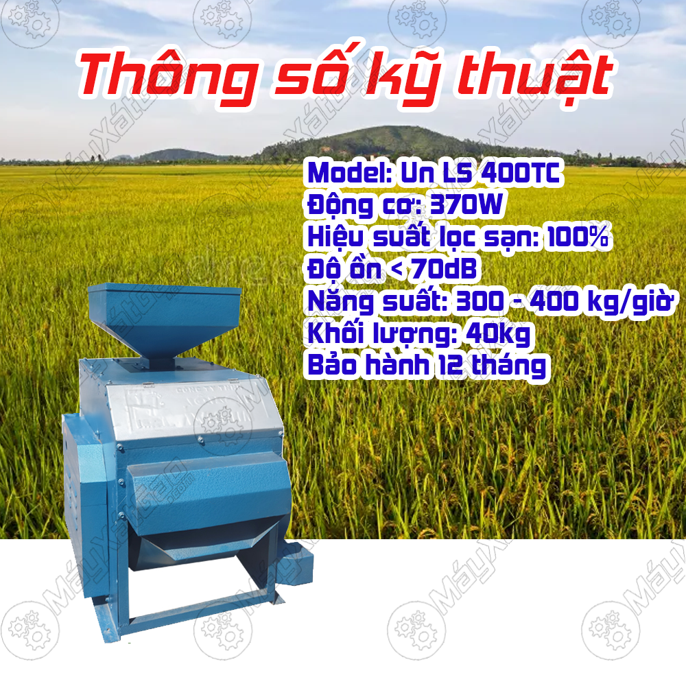 Đây là dòng máy lọc sạn 1 pha có năng suất dao động từ 300-400 Kg/h, sử dụng motor 250 W, khối lượng máy cả motor là 40 Kg. Máy lọc sạn cho ra thành phẩm tốt với hiệu suất lọc sạn là 100%.