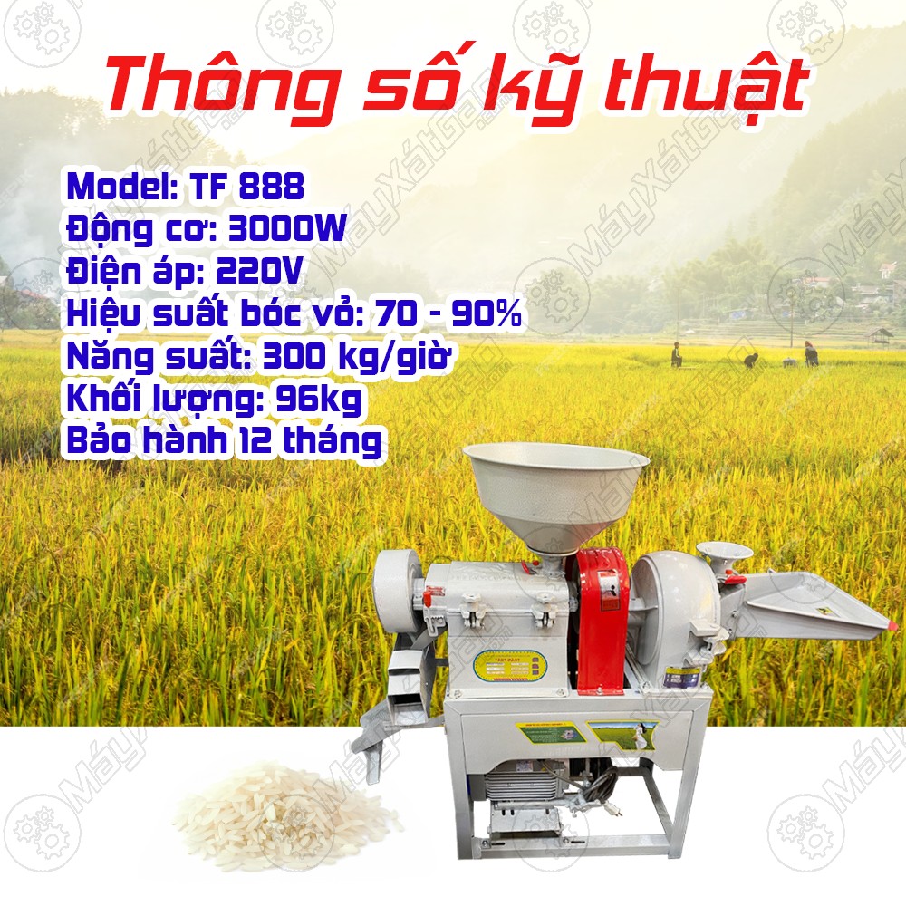 Thông số kỹ thuật của máy xát gạo gia đình Toàn Phát TF 888