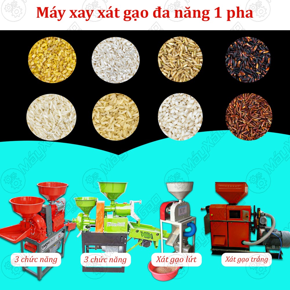 Tổng hợp máy xát gạo đa năng 1 pha chính hãng