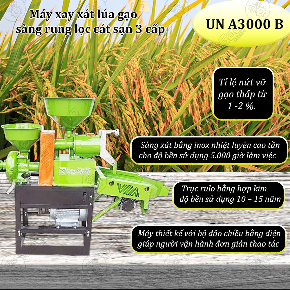 Ưu điểm của máy xay xát lúa gạo 3 chức năng UN A3200 B 