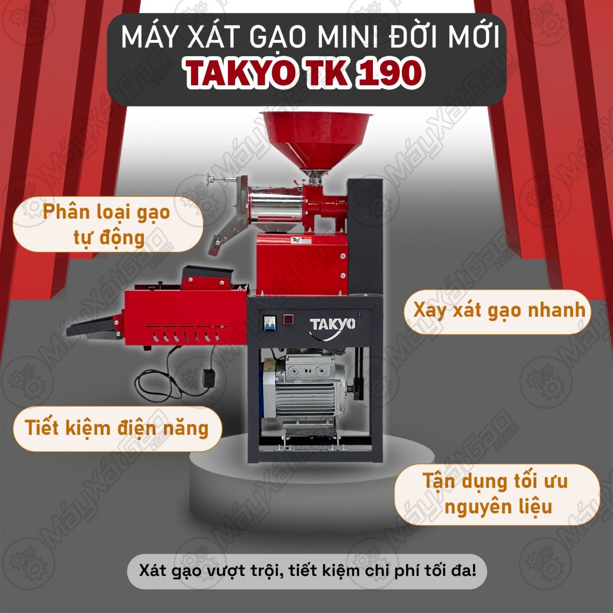 Ưu điềm của máy xát gạo đợi mới TAKYO TK 190 R