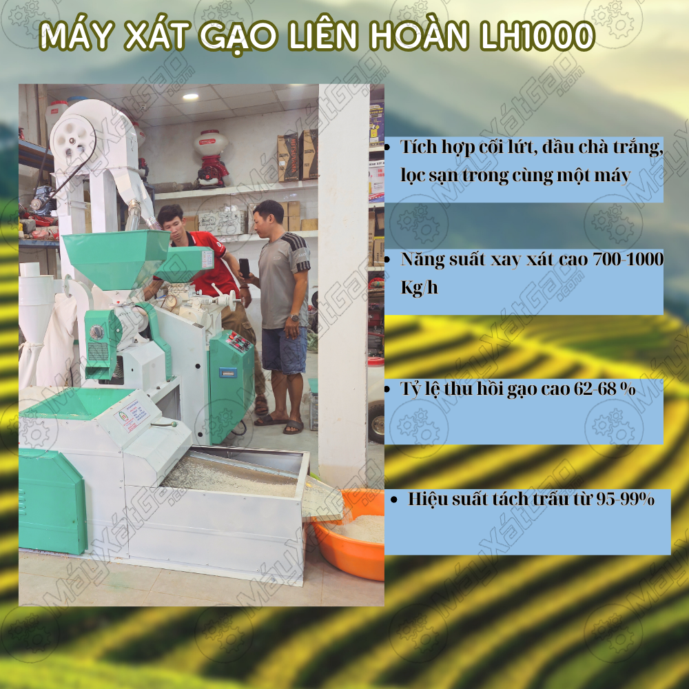 Ưu điểm của máy xay xát lúa gạo công nghiệp LH 1000