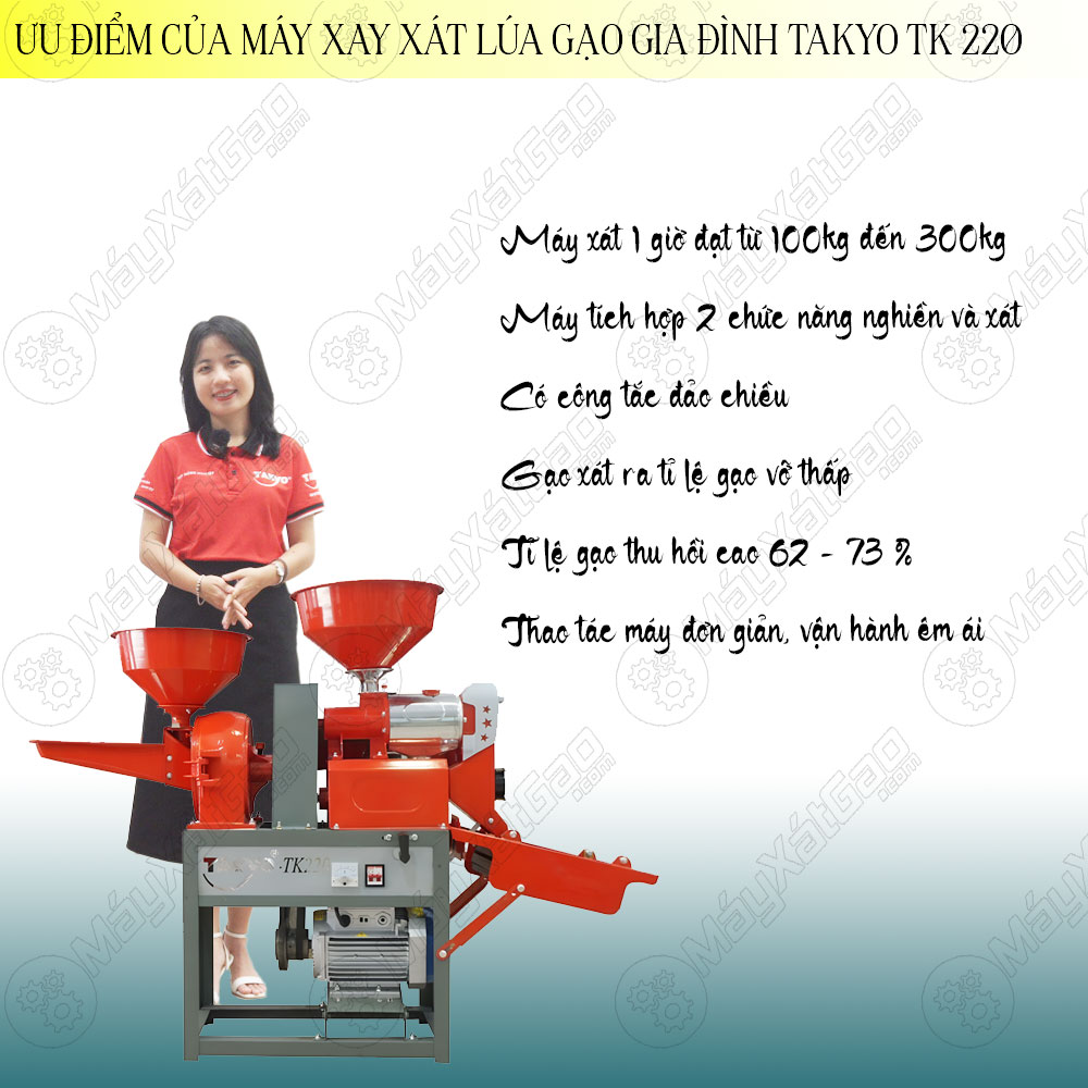 Ưu điểm của máy xát gạo gia đình Takyo TK 220